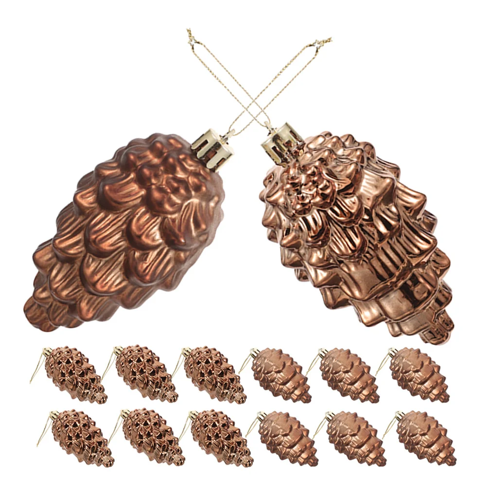 

16Pcs Hanging Pine Cone Ornaments Plastic Holiday Tree Decorations for DIY Fall Crafts Party Plastic Pine Cone