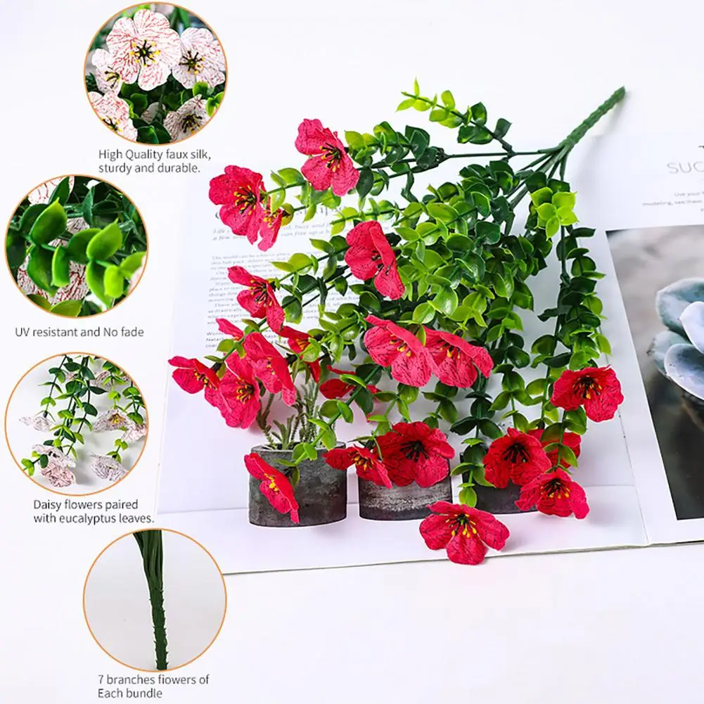 Arranjos florais simulados de alta qualidade, flores artificiais realistas, pacote de vegetação para jardim ao ar livre, casa para exterior