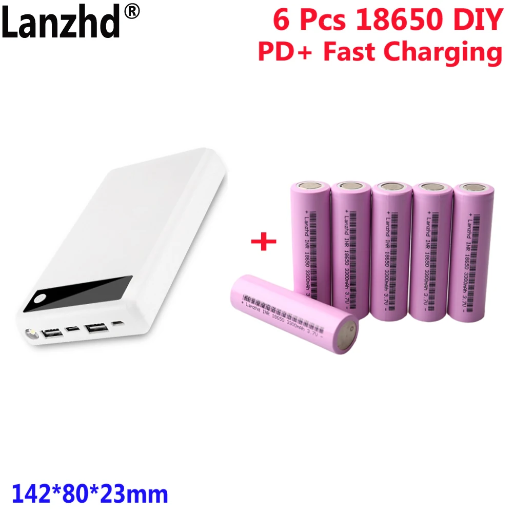 18650 Removable weld-free For mobile power sleeve charging bank housing battery box + 6pcs 3300mAh 18650 battery