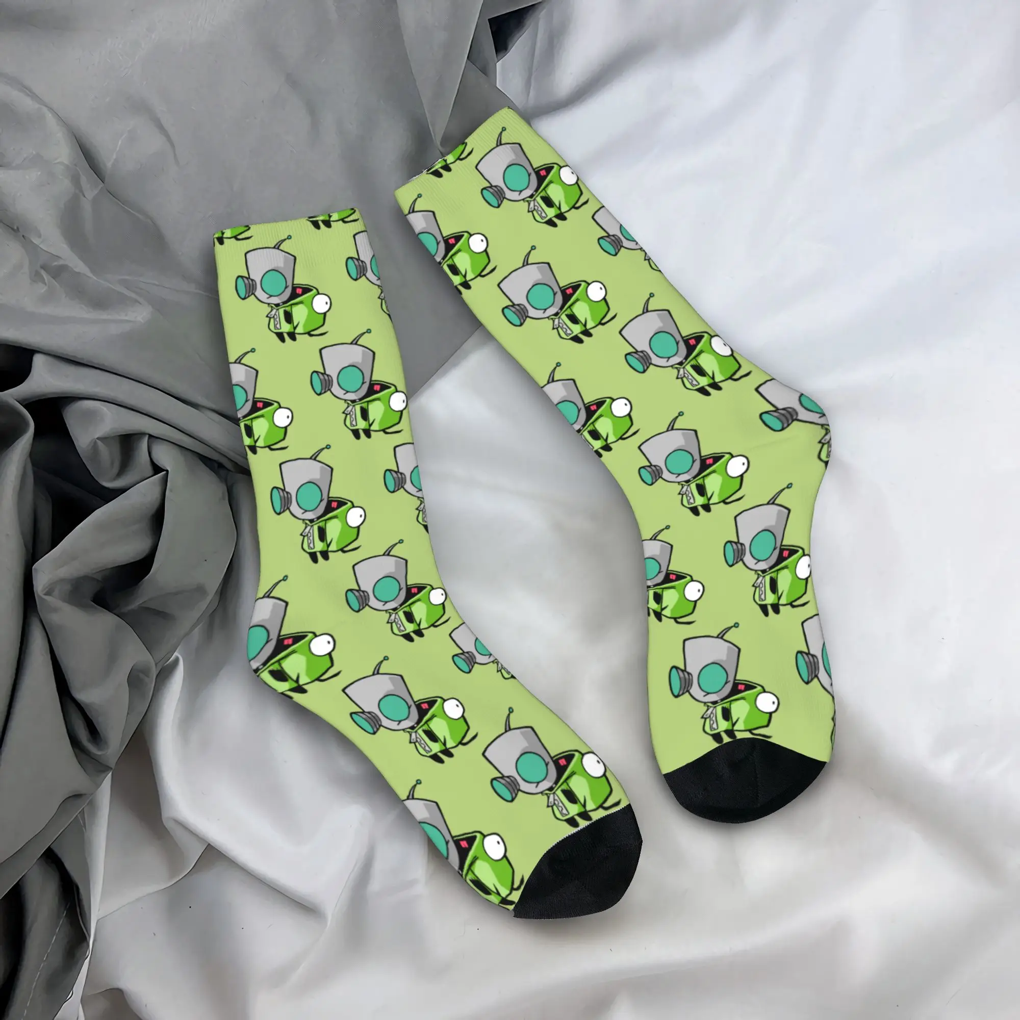 Winter Warm Harajuku Unisex Gir Wearing Dog Socks Invaders Zims Alien Cartoon Breathable Sports Socks,