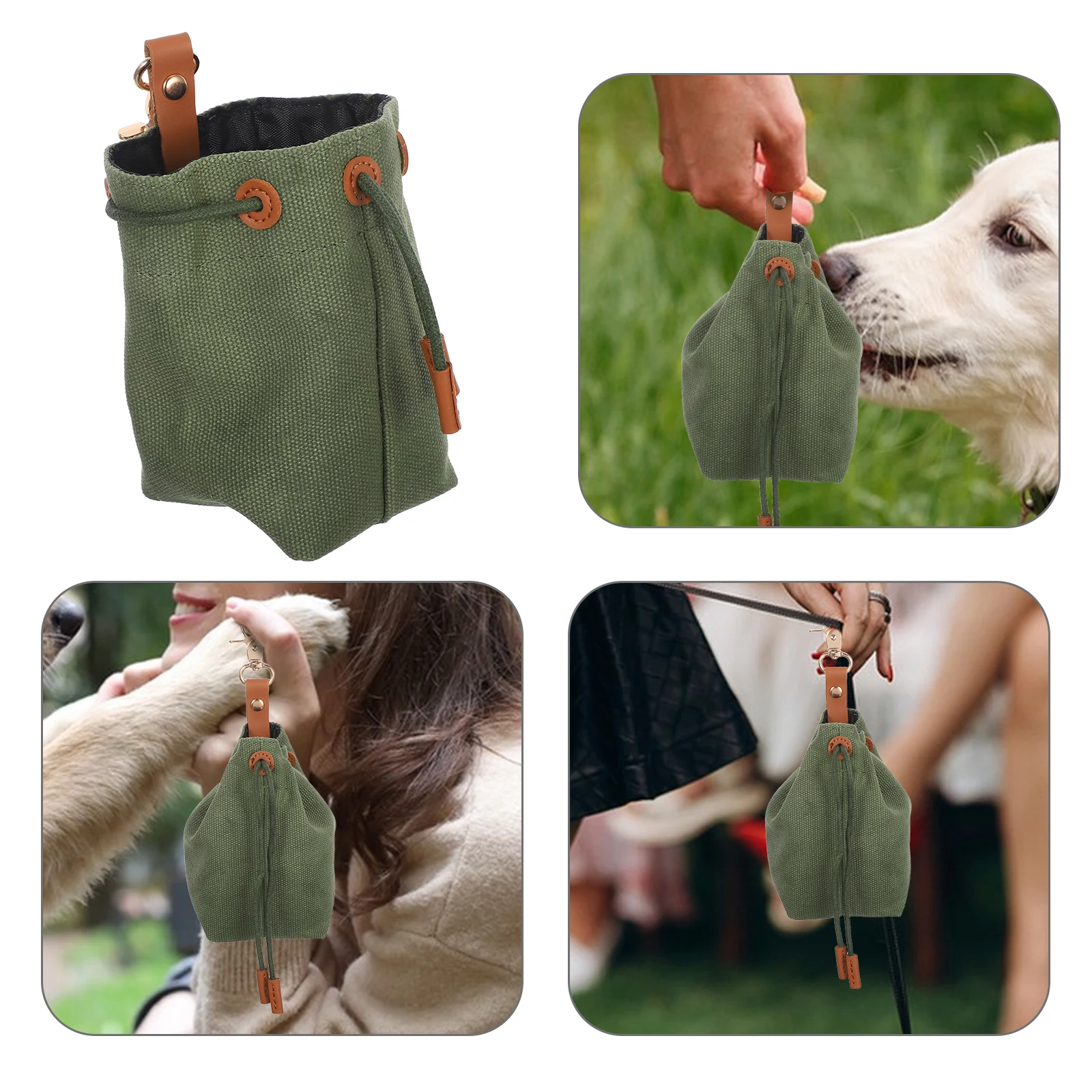 

Pet Feeding Bag Treat Carrier Training Snack Bags Dog Container Food Storage Drawstring Pouch Canvas