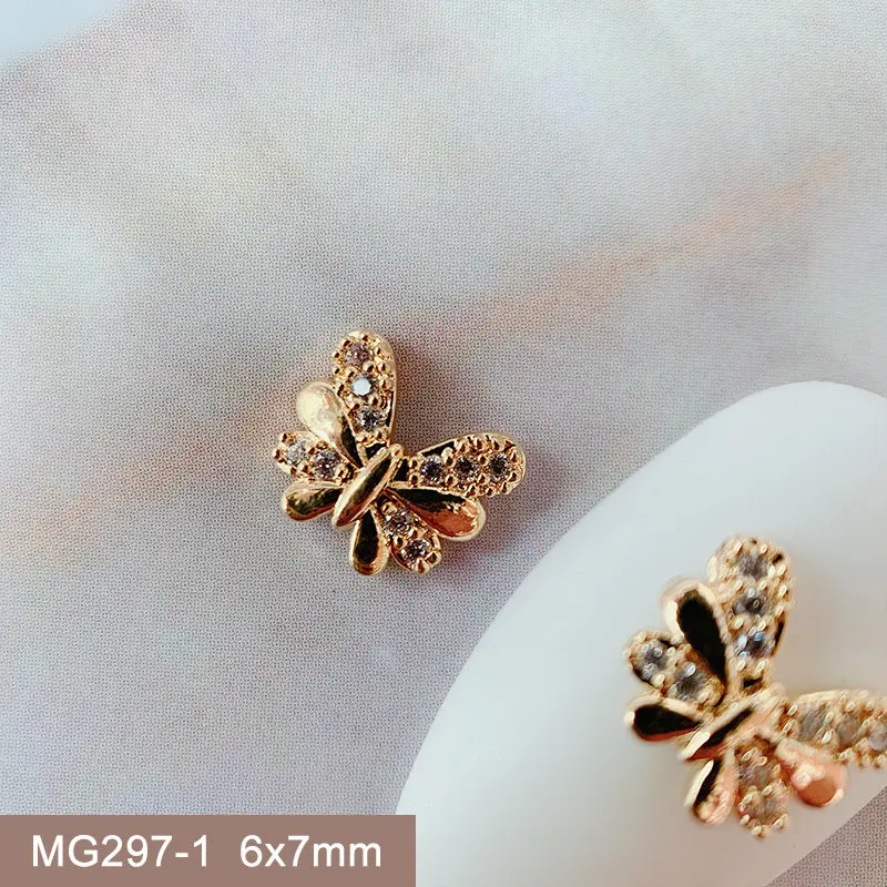10pcs/lot 3D Opal Butterfly Alloy Nail Art Zircon Pearl Crystal Metal Manicure DIY Nails Accesorios Supplies Decorations Charms