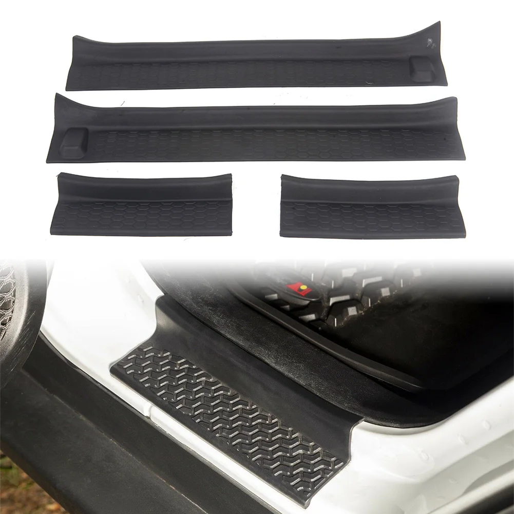 4Pcs/Set Auto Door Sill Guards Entry Plate Cover Protective Trim Rubber for Jeep Wrangler JL Gladiator JT 2018 2019 2020 2021