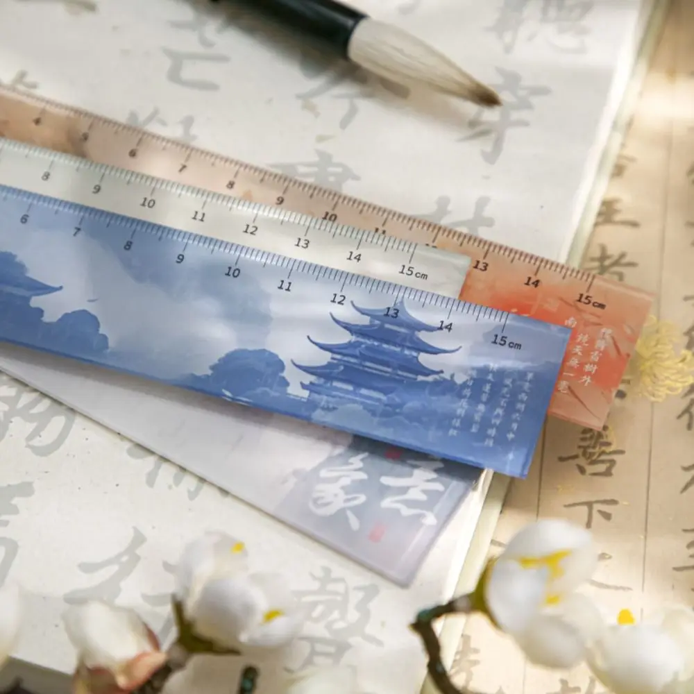 

Oriental Scenery Series 15cm Drafting Straight Ruler DIY Drawing Tools Multifunctional Measuring Ruler Bookmark Acrylic