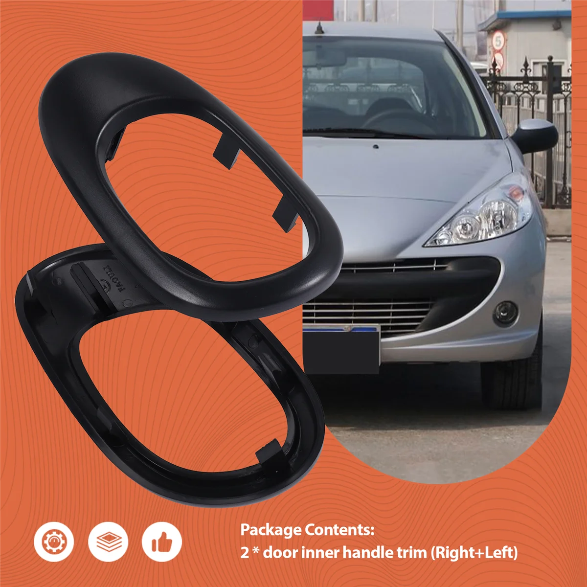 Manijas interiores Cubierta de marco Manija de puerta interior Moldura de ajuste 9119F2 9119F4 para Peugeot 206 207 Citroen C2—L49A