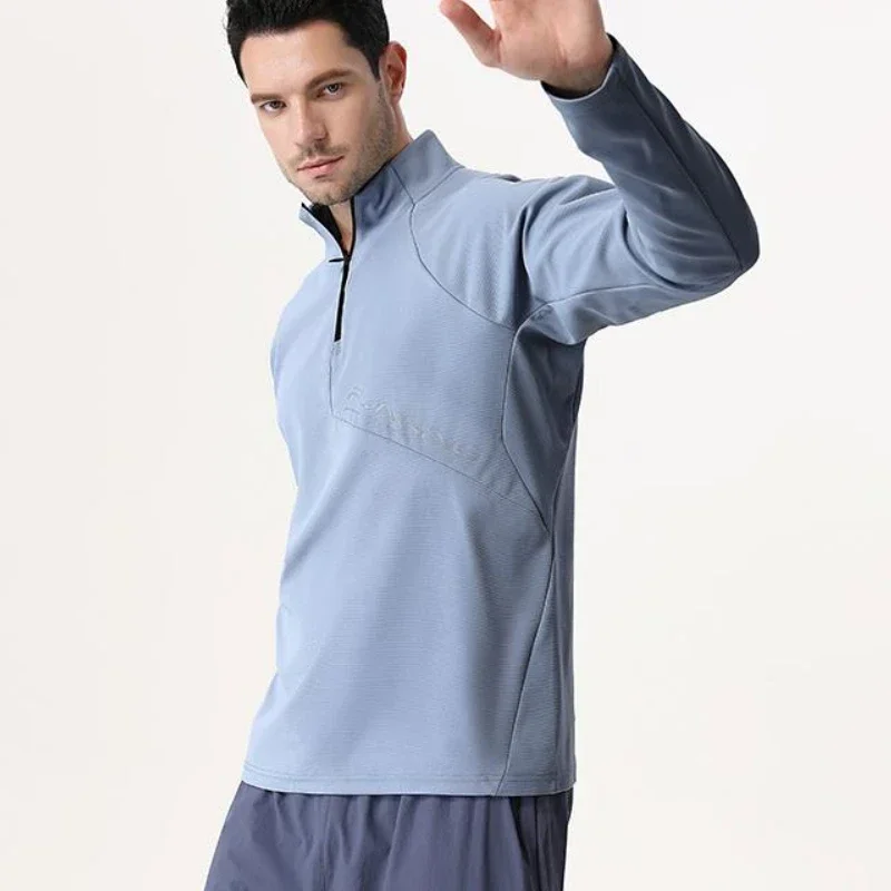 

Men's Outdoor Sports Half Zip Training Exercise Fitness Bodybuilding Long Sleeve Golf Tennis Sportswear Gym Running Workout Tops