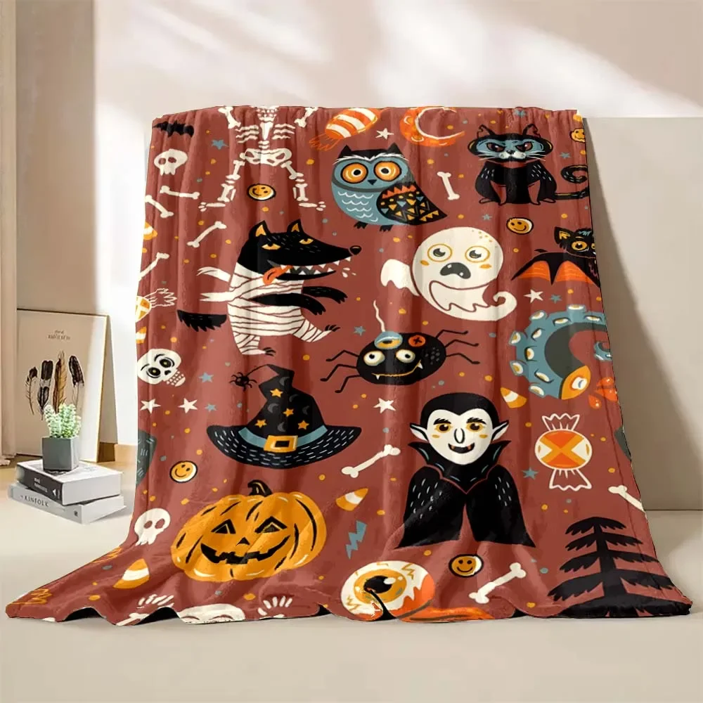 

Halloween Pumpkin Blanket Printed Blanket Bedroom Livingroom Bed Warm Soft Comfortable AirConditioner Office Travel Thin Gift