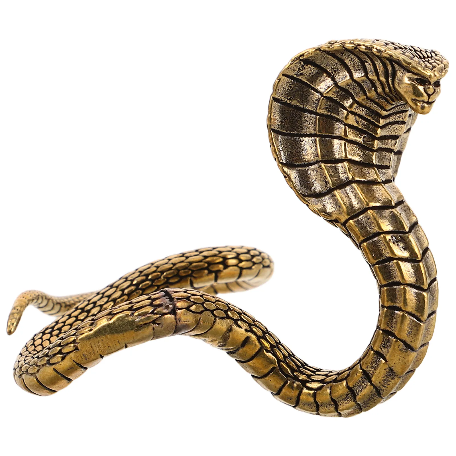 Brass Snake Sculpture Chinese Zodiac Animal Decor for Tea Table Desktop Feng Shui Home Office Farmhouse Cultural Charm Realistic
