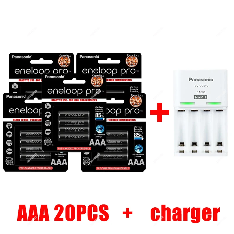 Originele Panasonic Eneloop Pro 950mAh AAA-batterij voor zaklamp speelgoedcamera Vooraf opgeladen oplaadbare batterijen met hoge capaciteit