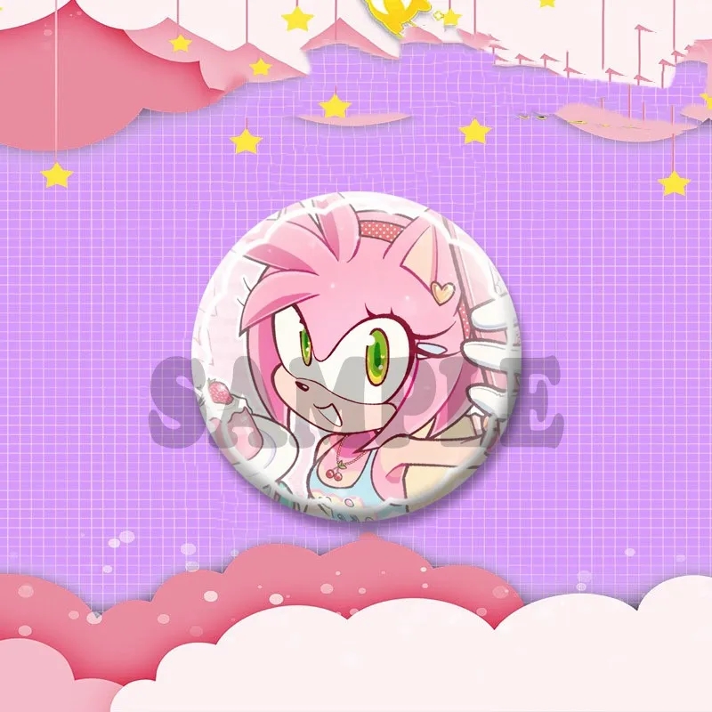 Niedliche Anime-Spielcharakter Amy Rose Brosche Cartoon Rollenspiel-Abzeichen Schmuck Emaille-Pins für Rucksack Kleidung Geschenke für Freunde – Detail 6