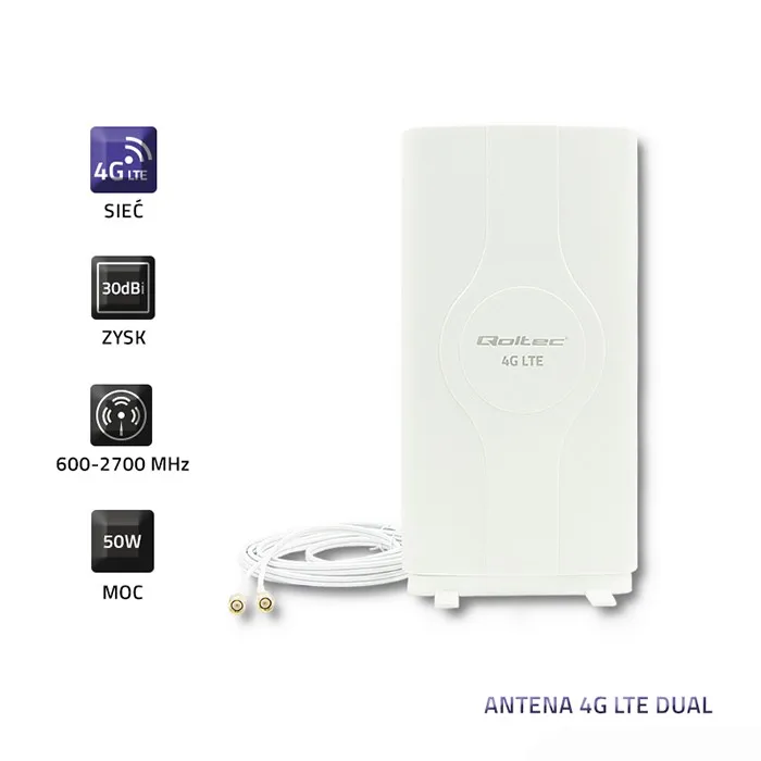 Qoltec Antenne 4G LTE Dual met dubbele SMA-connector |     30Dbi |     Intern