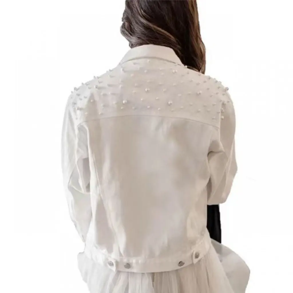 

Джинсовое пальто Joker Nail Bead для тяжелой промышленности для женщин, осенний новый европейско-американский стиль, S-5XL, большие размеры на складе