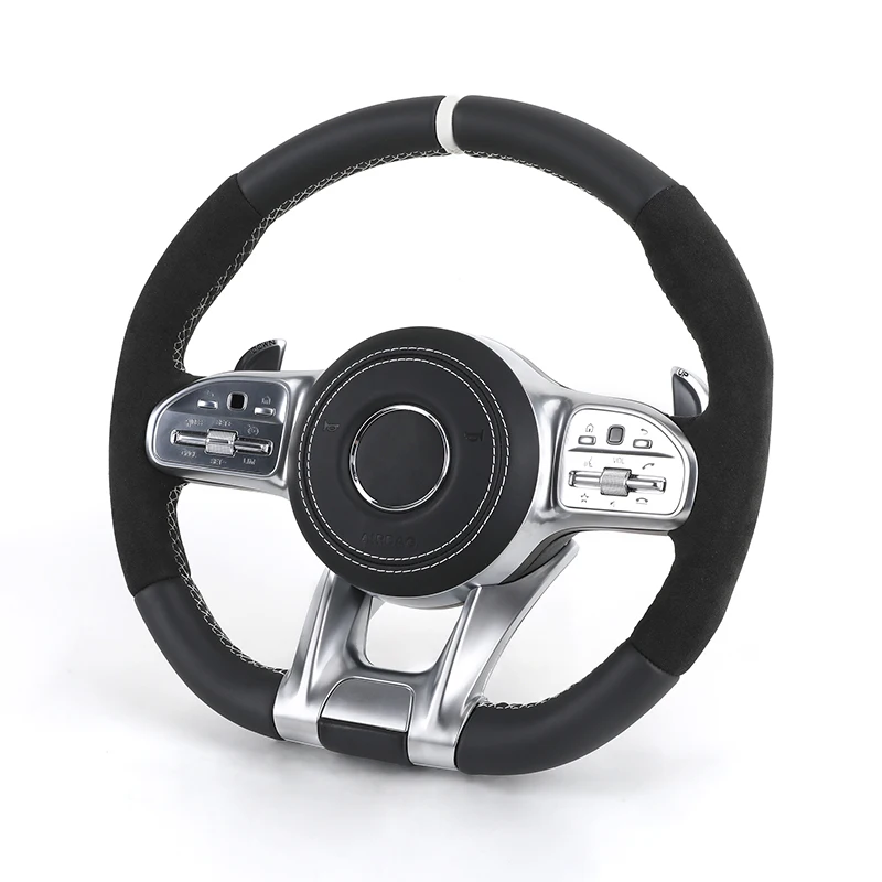 Custom Volant Lenkrad Half Alcantara Steering Wheel for Mercedes C E Class W204 X204 W205 CLA X118 C238 X253 GLC 63 C63 E63 AMG