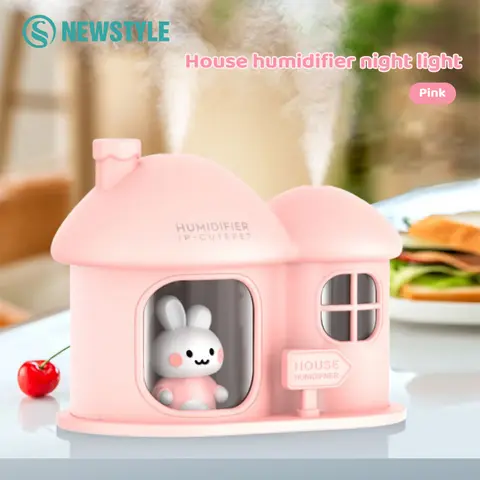 토끼 아로마 디퓨저 공기 가습기 USB 휴대용 에센셜 오일 디퓨저, 다채로운 주변 야간 조명, 가정 선물, 300ml