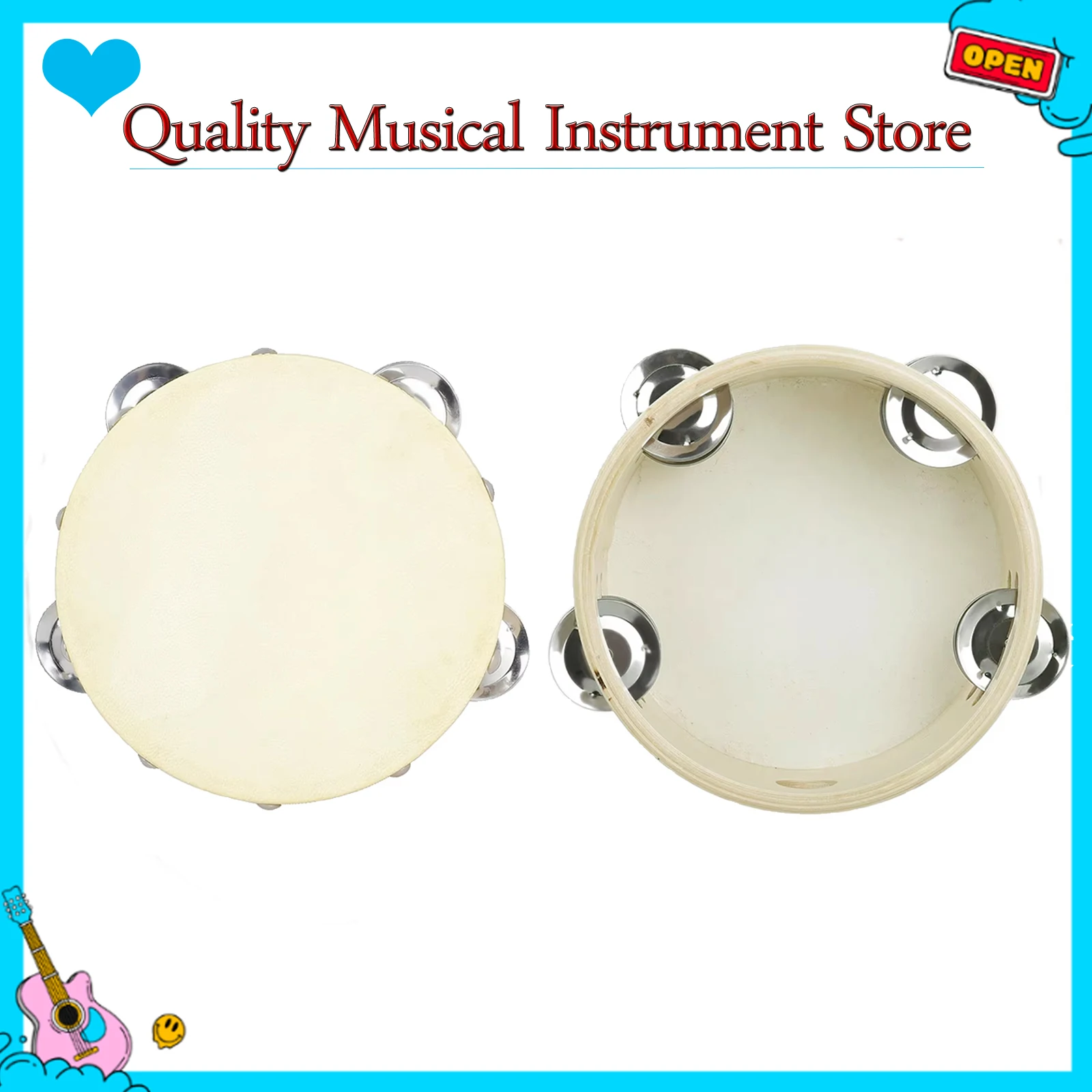 IRIN Orff الدف 6 بوصة جلد الغنم طبقة مزدوجة طبلة ذات يد آمنة متينة للأطفال أدوات قرع التنوير الموسيقية #1