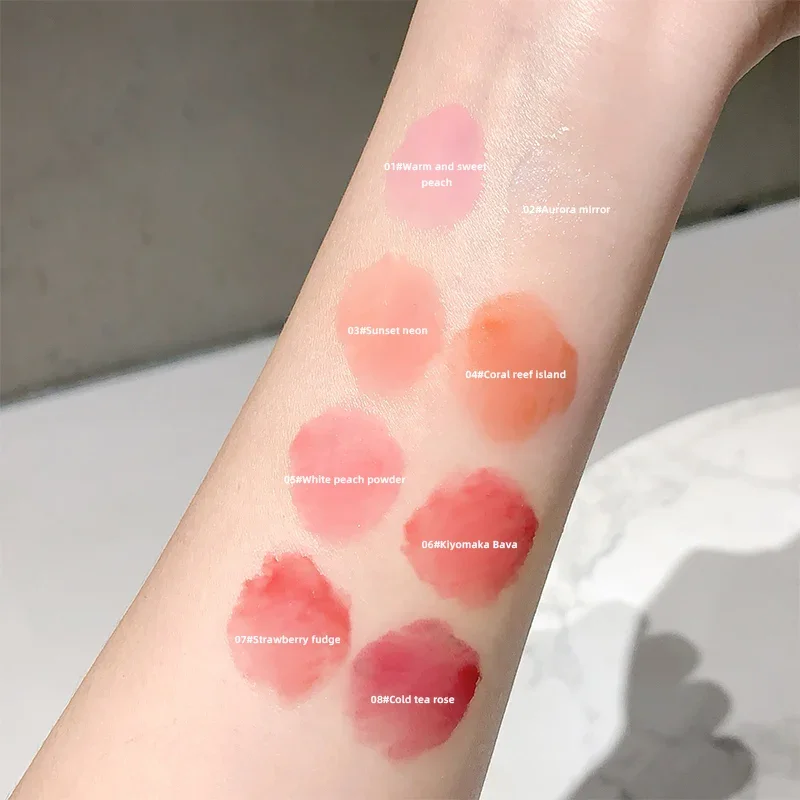 Natuurlijke kleur Zeer verzadigde spiegellipglazuur Kleine ronde pot Gladde textuur Langdurige hydraterende lippenstift voor lipmake-up