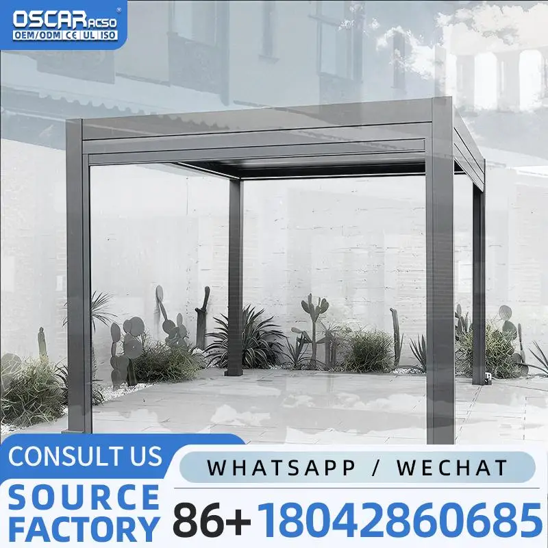 

Индивидуальная устойчивая пергола из чистого алюминия с жалюзи 8x8, уличная алюминиевая конструкция для сада, двора, патио, перголы