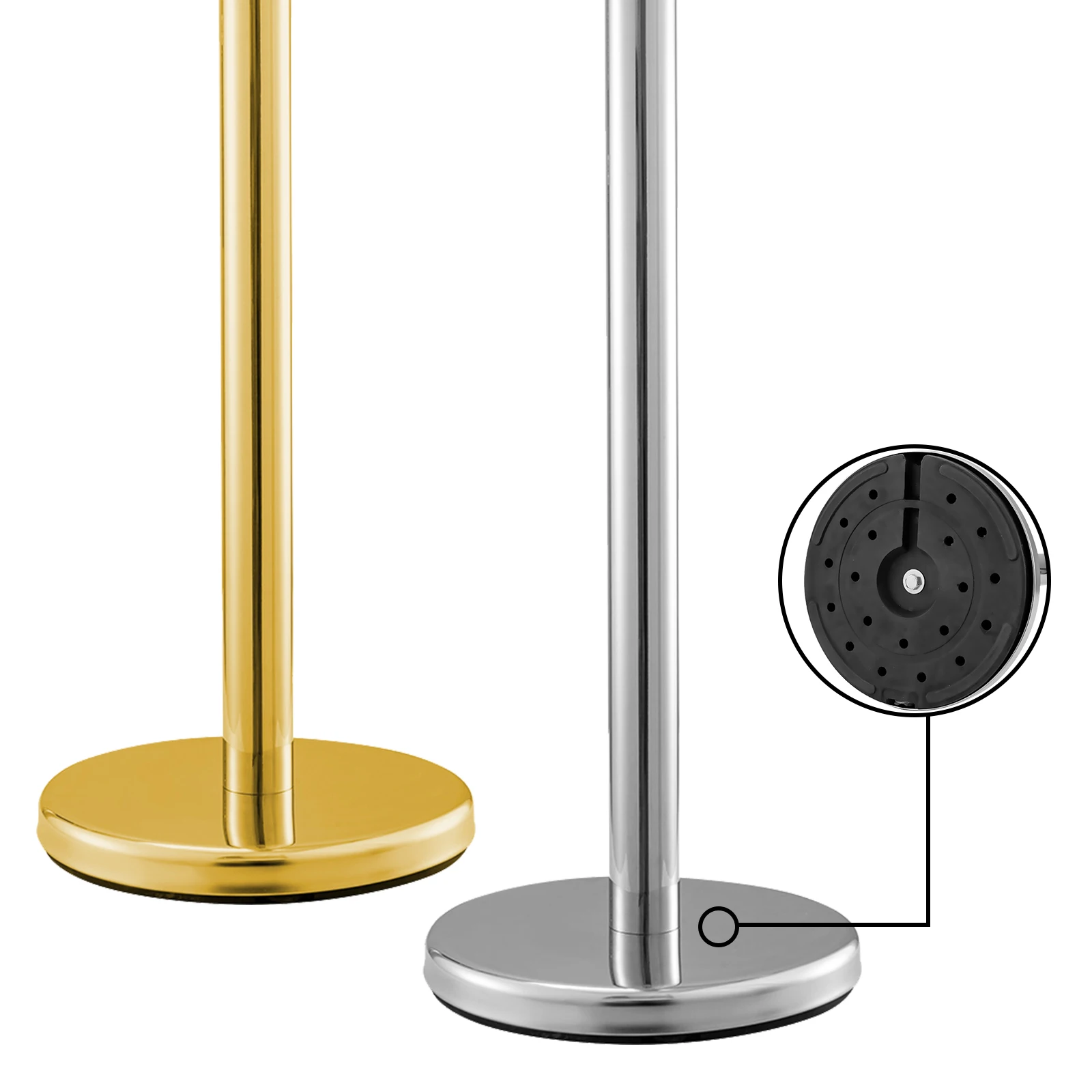 38Inch Gold Silver Stanchion Posts Queue Red Velvet Rope Crowd Control Line Barriers with Stable Base for Party Supplies