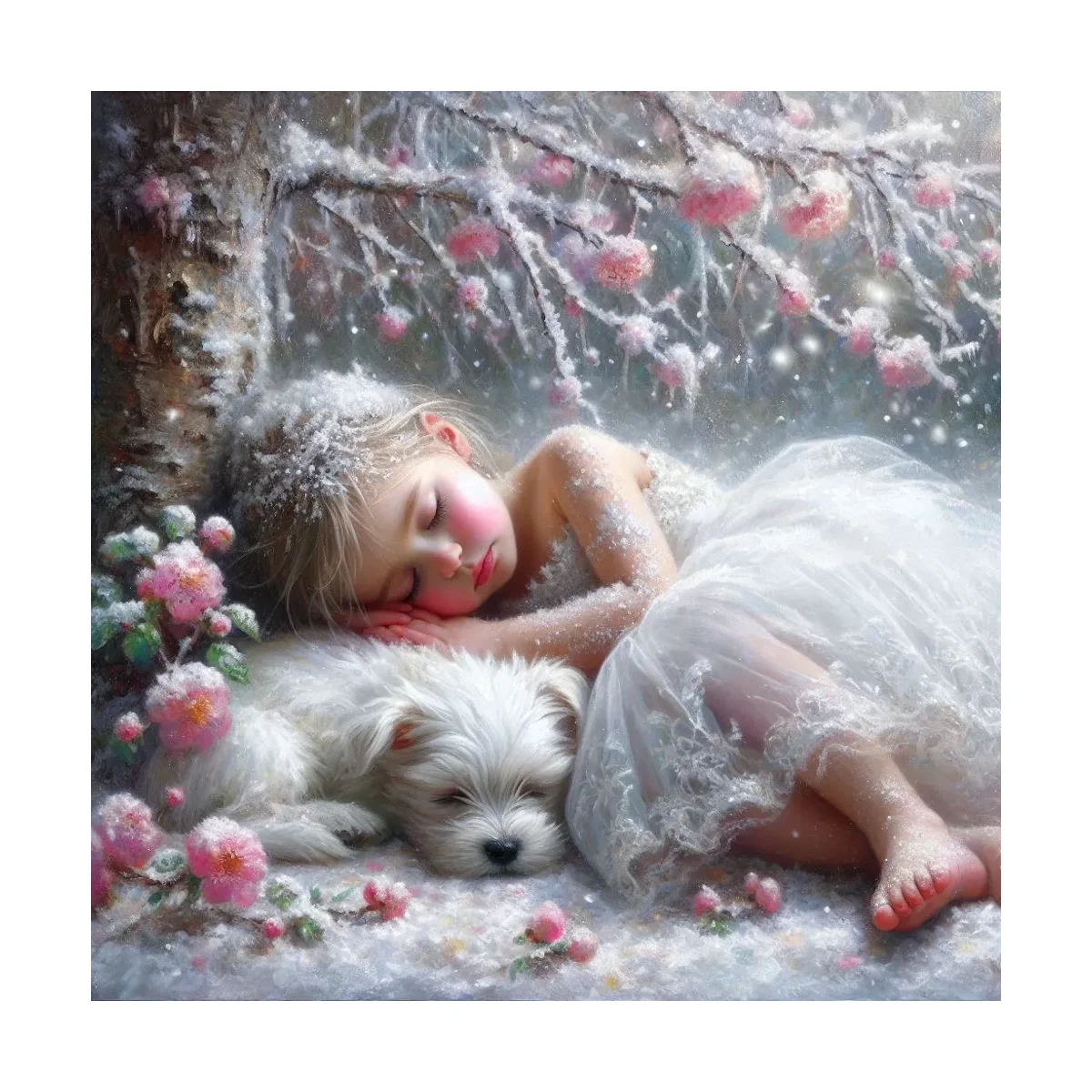 

1PC 40X40CM/15.74in ,11CT/14CT print cross stitch DIY kit, adult beginner's relaxed cross stitch set ,Sleeping girl