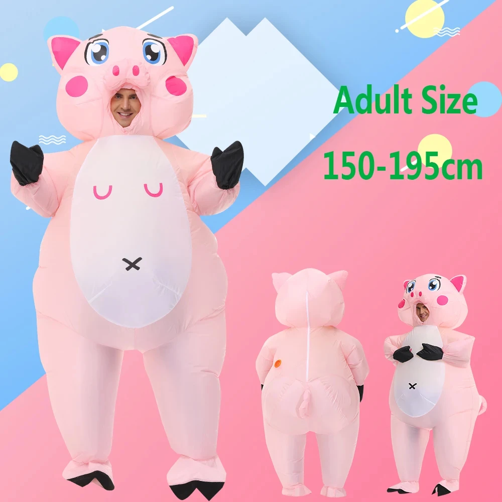 Inflável Pink Pig Cosplay Traje para Homens e Mulheres, Adulto Purim Party, Fantasia Halloween Role Play