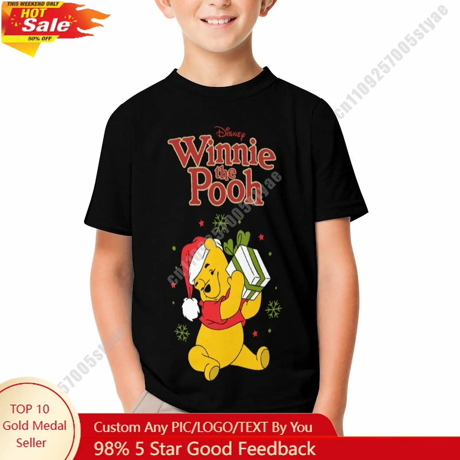 

Winnie The Pooh T Shirt Disney Boy Girl Custom Short Sleeve Top Breathable Soft Casual Cotton Print Summer Crew Neck Child Tee