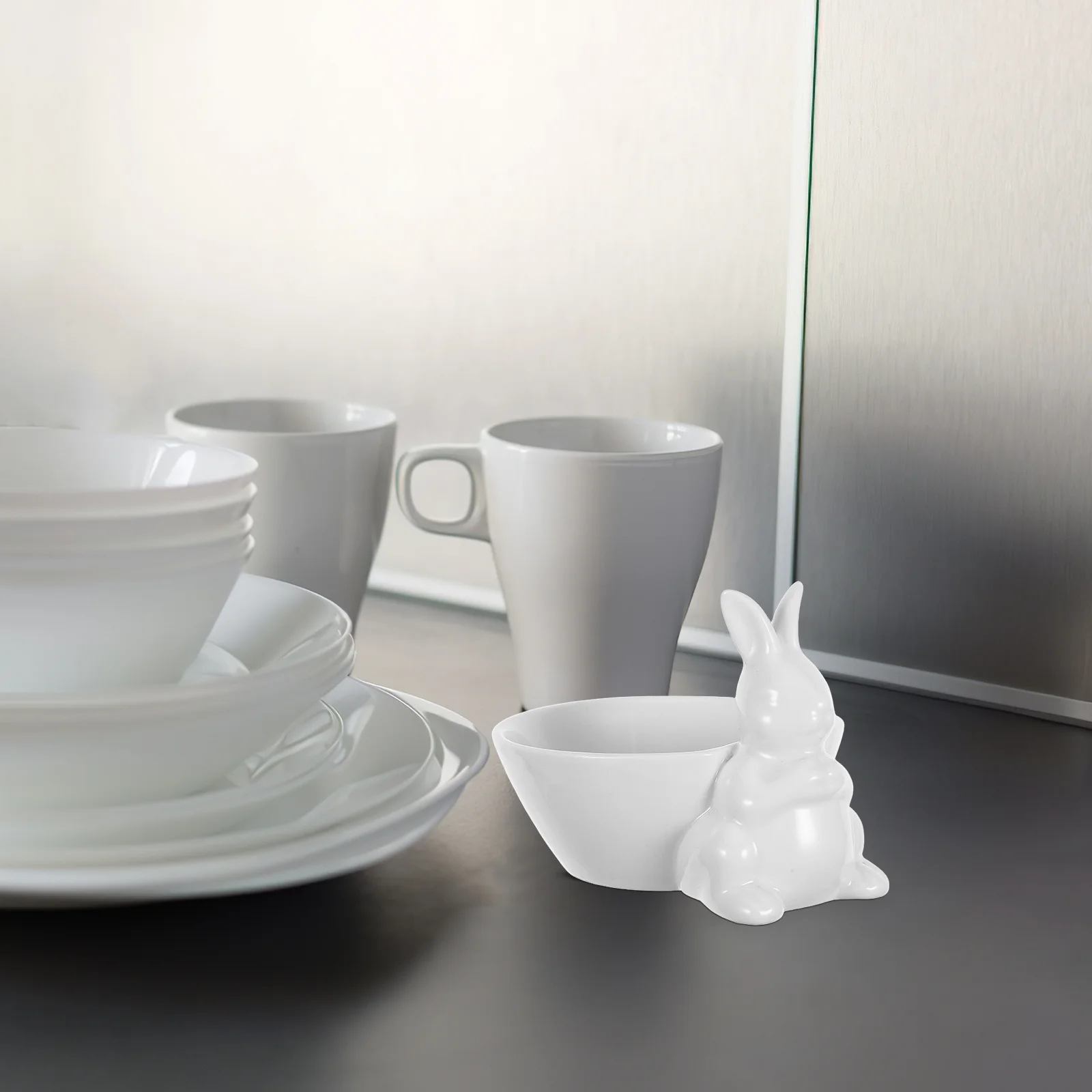 

Ceramic Rabbit Bowl Cute Serving Dessert Fruit Salad Dish Pudding Cup Unique Design Decorative Kitchen Fruit Bowl for Home