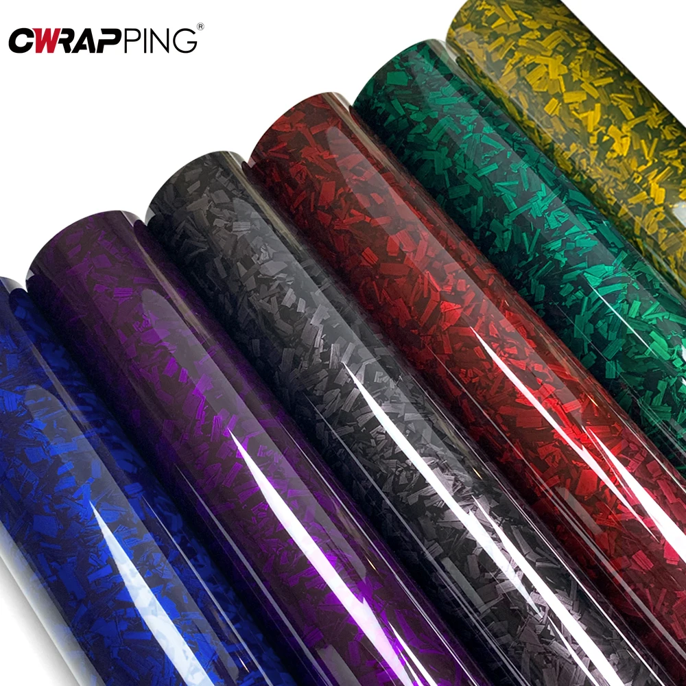 Glossy Forged Carbon Film Vinyl Wrap Car Wraps Body Covering Waterproof Paint Supplies Car Tuning Accessories Auto Motorcycles