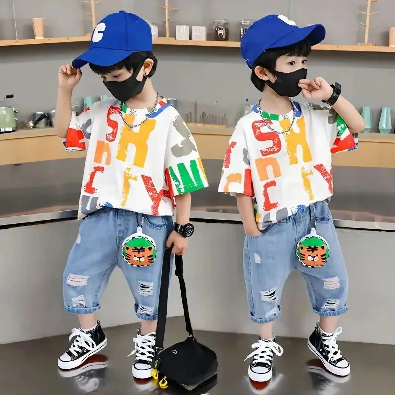 

Children Clothing Korean Short Sleeve Shirt+Shorts Set for Toddler Boys Baby Summer Thin Casual Fashion Outfit