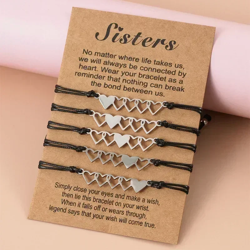 Charmsmic Five Sisters Bracelets Make A Wish Cards Best Friendship Forever Family Hand Jewelry Accessories Wholesale