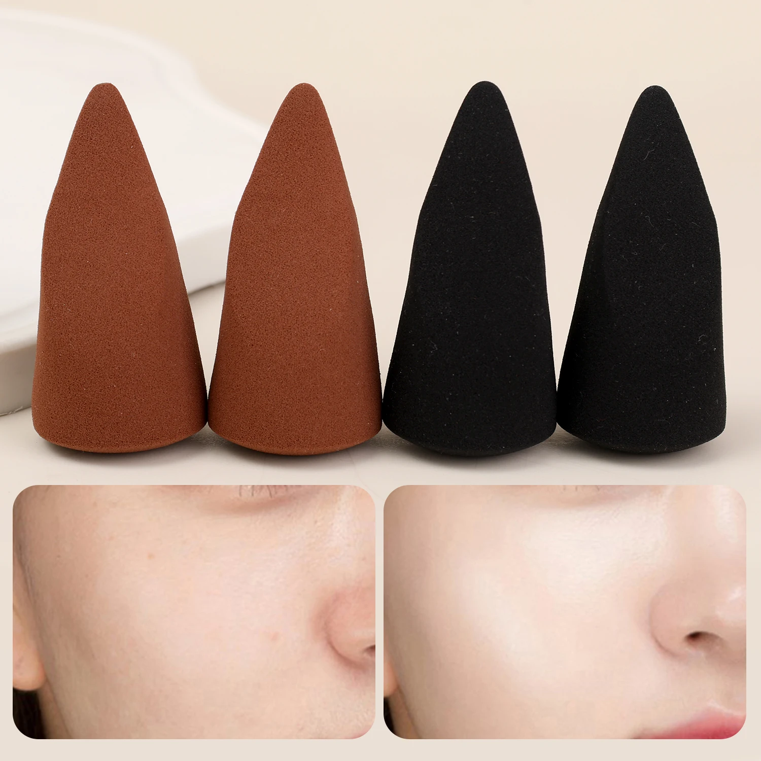 Preto marrom esponjas de maquiagem ferramentas aplicador uso molhado e seco esponja macia em pó suave fundação contorno mistura cosméticos puff