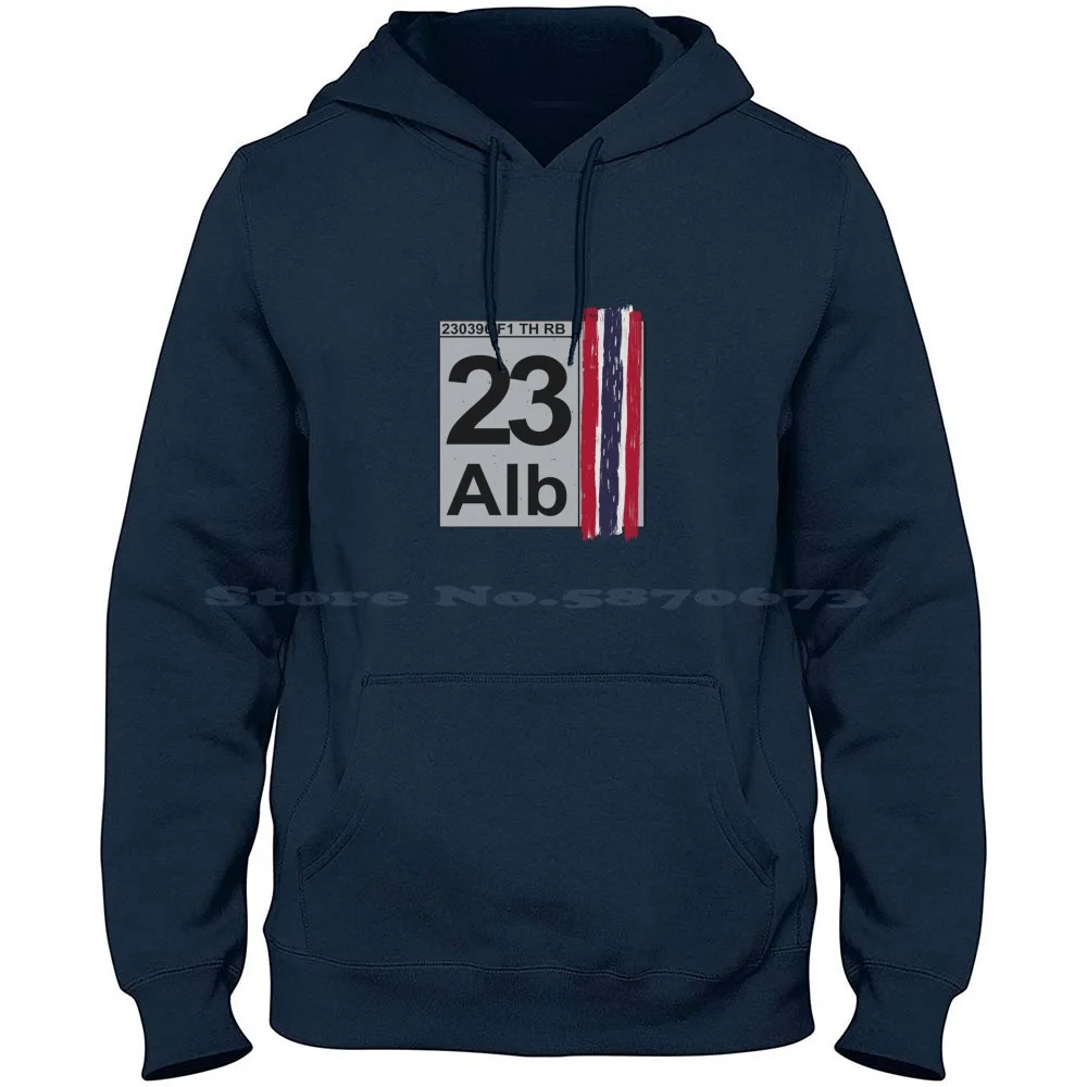 Thai Colours Alexander Albon 23 Design 100% Cotton Hoodie British Thailand Flag Colours Colors Alexander Albon Number 23