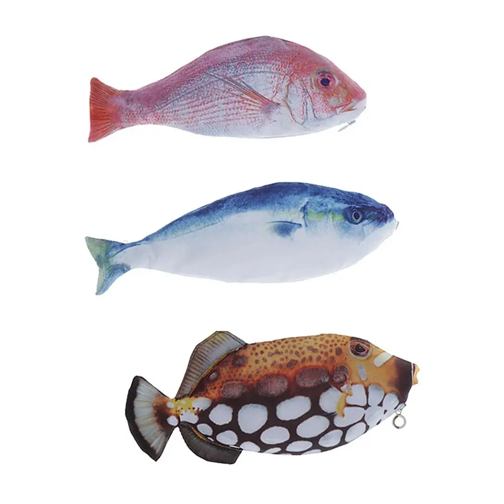 Fabric Fish Shape Pencil Cosmetic Pouch Organizer Zipper Bag for School Art and Handwork Supplies