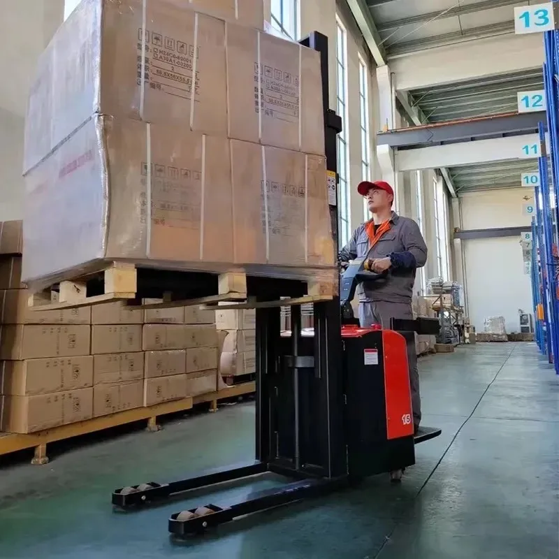 New 2ton 8m Electric Reach Stacker Forklift 1.5T Rider on Stacker