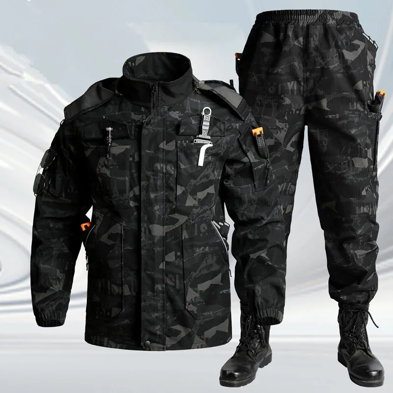 2026 Spring Autumn Camouflage Uniform Set Wear Resistant Casual Workwear for Construction Site Multi Pocket Men's Work Clothing