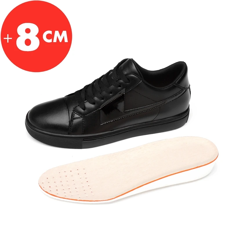 Zapatillas de deporte de cuero genuino para hombre, zapatos de elevación casuales, aumento de altura, plantilla de elevación de 8CM, deportes