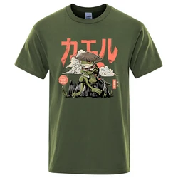 The Last Frog Samurai Anime Print T Shirts Men Casual Breathable Tshirts Fashion O-Neck Shirts Oversized Cotton Short Sleeve Top