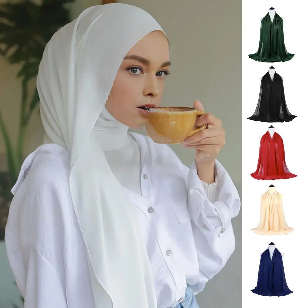 

Bright Color Headscarf Silky Texture Square Scarf Stylish Women's Headscarf Solid Color Chiffon Shawl Stylish Accessory