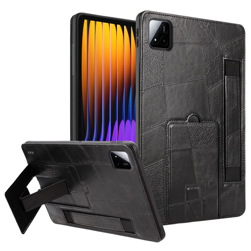 Kickstand Case For Xiaomi MI Pad 8 7 Pro Redmi Pad 2 Case SE 9.7 8.7 11 12.1 inch Hand Bracelet Leather Stand Silicone Cover