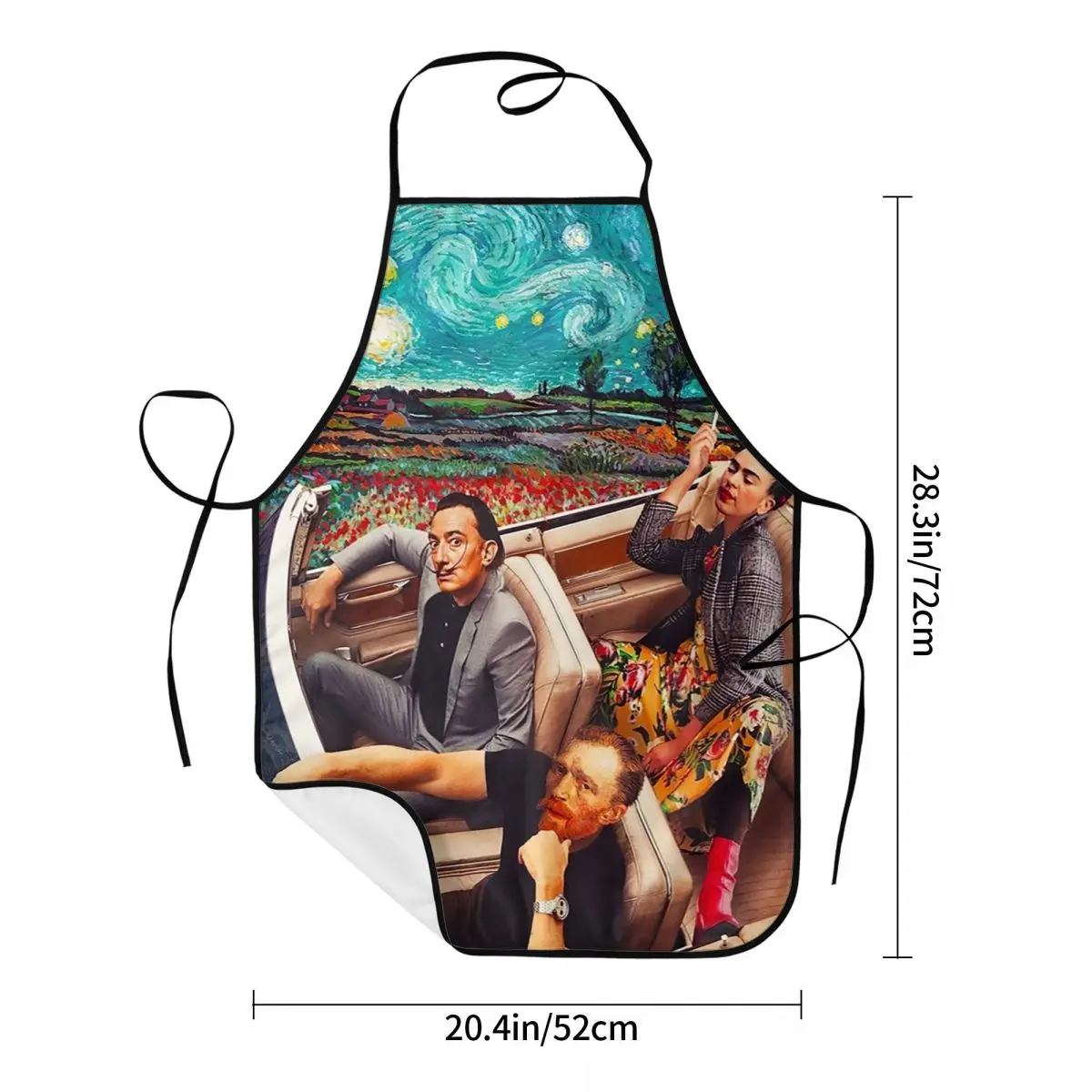 Salvador Dali And Van Gogh Starry Night Apron Kitchen Chef Cooking Baking Bib Women Men Funny Tablier Cuisine for Painting