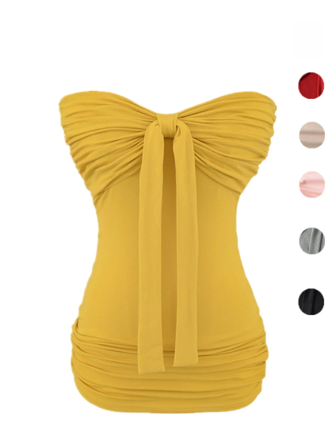 ชุดกระโปรงรัดเอวโชว์สัดส่วน ดีไซน์เซ็กซี่  แบบผูกโบว์  โชว์ไหล่  รุ่น Pure Desire Spicy Girl