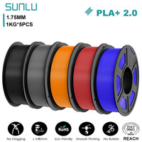 SUNLU 5KG PLA+2.0 3D Printer Filament Tougher and Stronger PLA Plus Filament 1000G/Roll 1.75mm 3D Filament Fits for FDM 3D Print