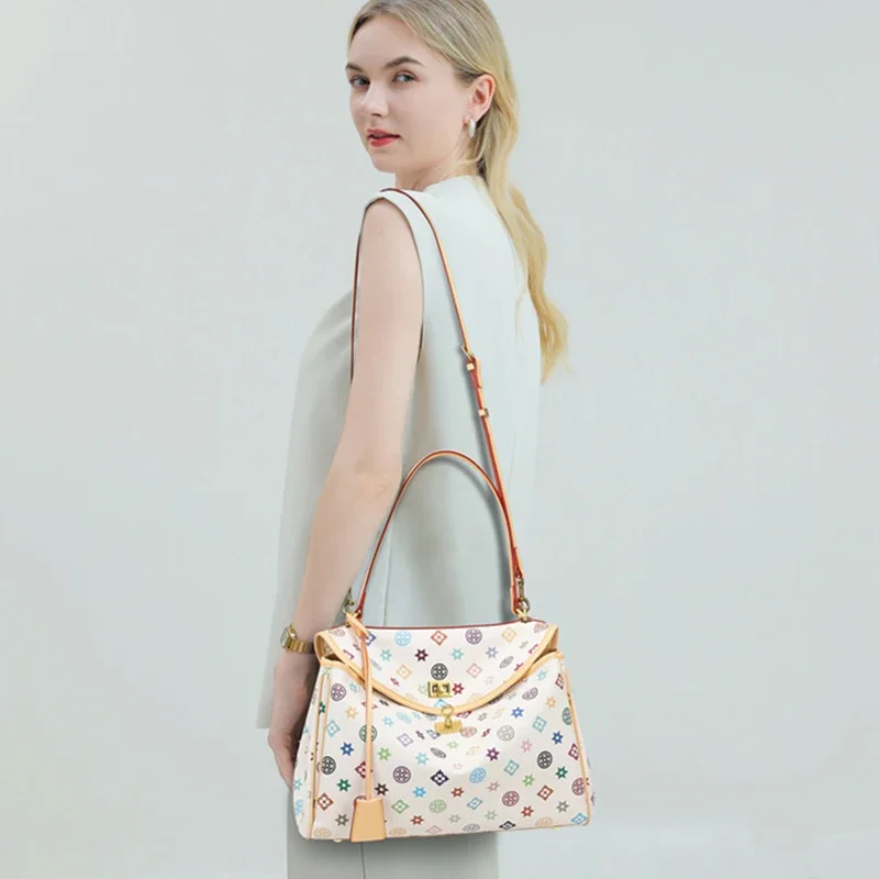 العلامة التجارية الدوبامين اللون حمل حقيبة خفيفة فاخرة عالية الجودة سعة كبيرة حقيبة كتف حقيبة يد أنيقة حقيبة نسائية متعددة الاستخدامات #6