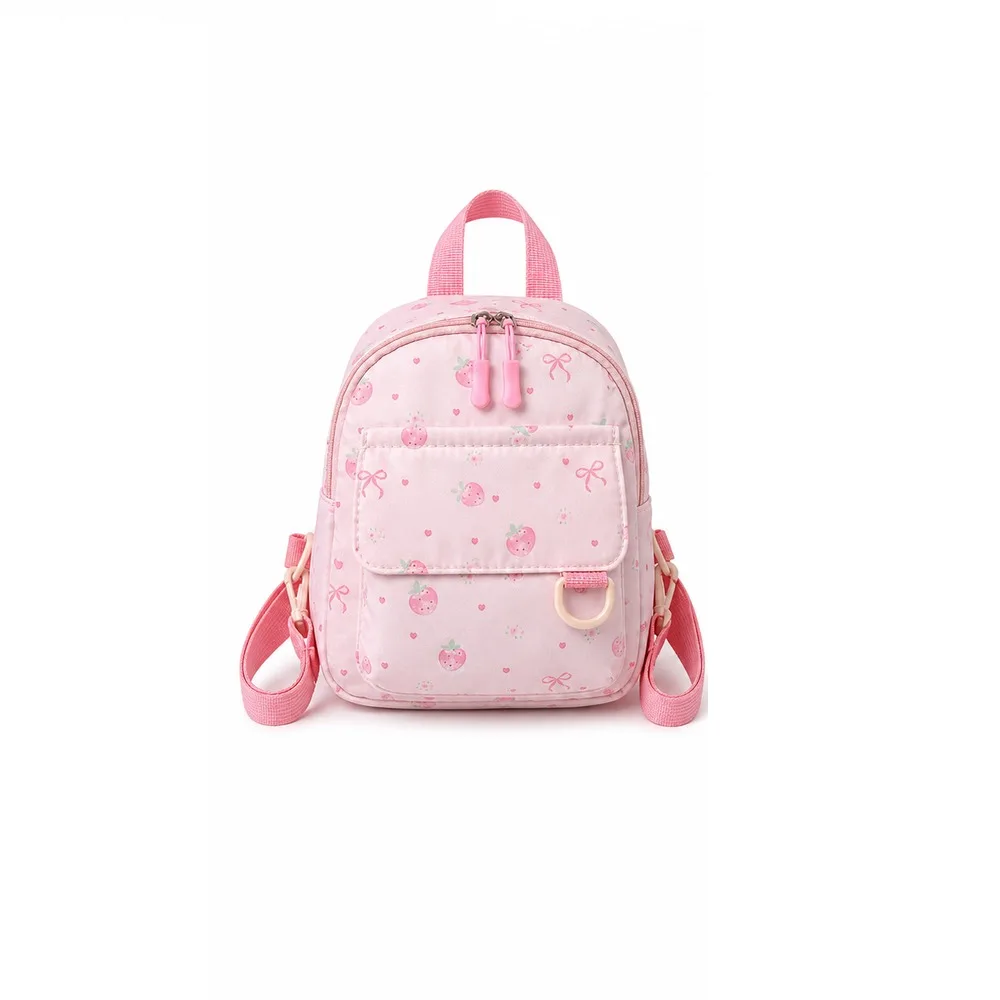 New Nylon Mini Shoulder Bag Strawberry Print Large Capacity Student Backpack Soft Waterproof Kids School Bag Kindergarten