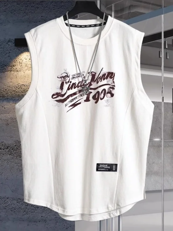 

Men's Svel T-irt Pure Cotton Summer Large Size Trendy Brand Letter Print Casual Vest Comfortable Breathable Sweatirt