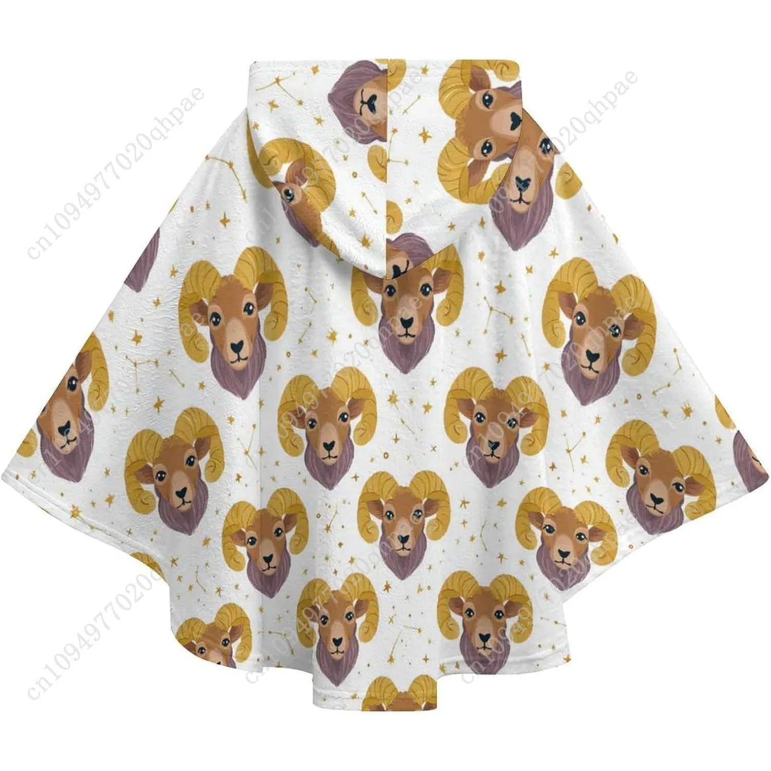 Cozy Flannel Blanket Sweater,Ram Big Horn Oversized Hoodie With Pockets For Kids And Teenagers