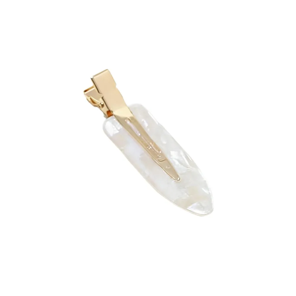 Fashion Acrylic Hair Clip No Crease Oval Resin Duckbill Hairpin Gold Metal Women Hair Accessories Hair Styling