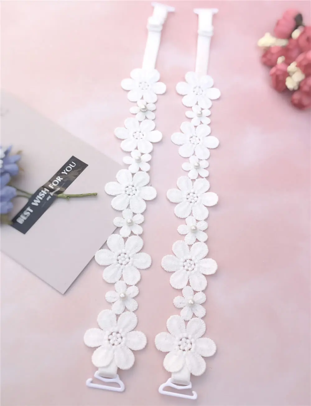 Moly Story Decorative Pearl Flower Bra Straps Women Shoulder Strap Intimate Accessories Underwear Belt