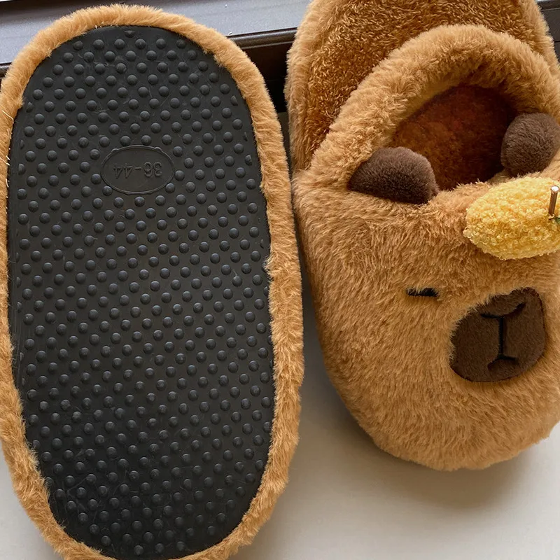 Kawaii Capybara Slippers Lovers Womens Man Bedroom At Home Warm Winter Shoes For Girls Boys Spring Autumn