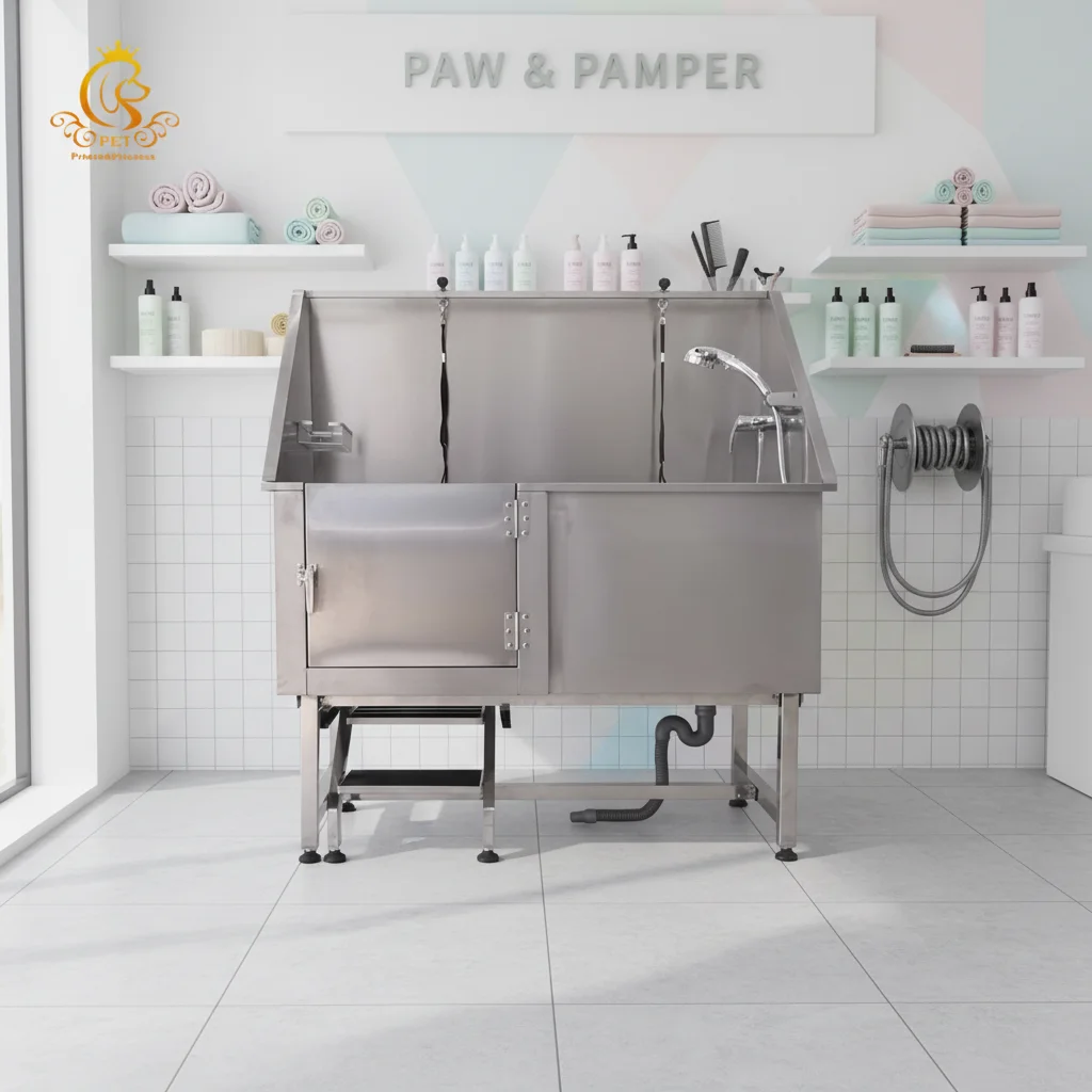 Professional Stainless Steel Dog Grooming Tub With Drainage Heavy Duty Pet Wash Station