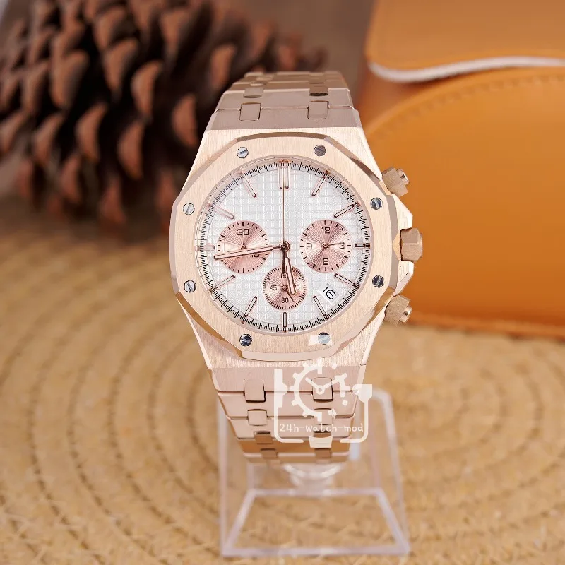 

OAK WHITE SILVER CHRNO Men's 904L Stainless Steel Automatic Movement Watch in 42mm Inspired by Audemarses Piguetes Craftsmanship